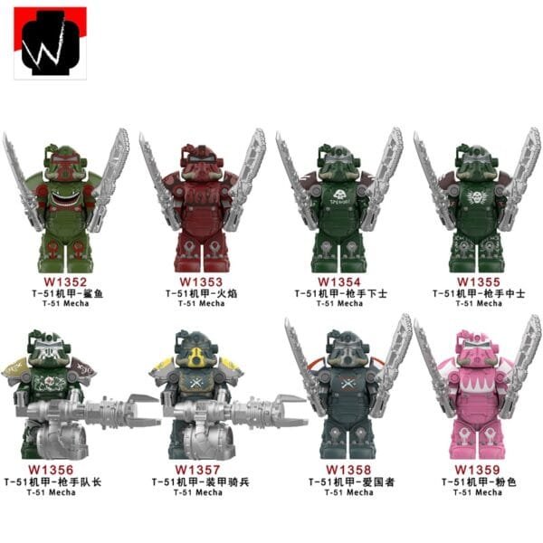 Game Fallout T51 Mecha Minifigures W1352-1359